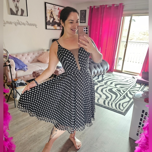 Tatyana Dresses & Skirts - Tatyana Vintage retro Black polka dot rockabilly Pin Up swing Dress Large